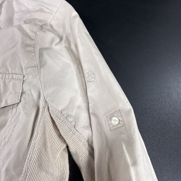 Converse One Star 100% Cotton Beige Button Down Shirt Women's Medium Y2K - Picture 7 of 11